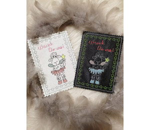 Stickdatei ITH - Postkarte Wunschschaf Wünsch Dir was 